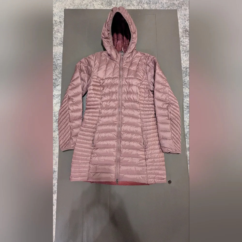 EDDIE BAUER Astoria Hooded Down Parka Puffer Jacket Full-Zip Vintage Rose Size S - Picture 3 of 5